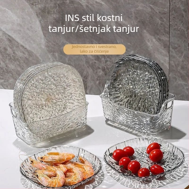 Kružni plastični pladanj za kosti i grickalice, jednobojni dizajn, jednostavan stil, nije pogodan za mikrovalnu pećnicu