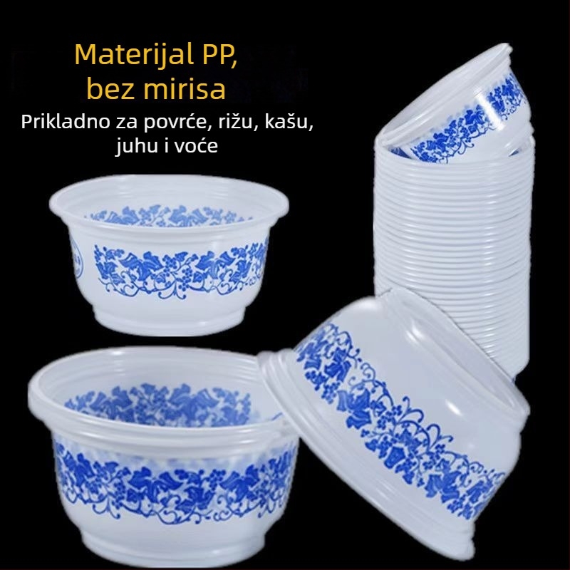 Jednokratna plastična zdjela, debela, okrugla, za kućnu večeru i vanjski roštilj