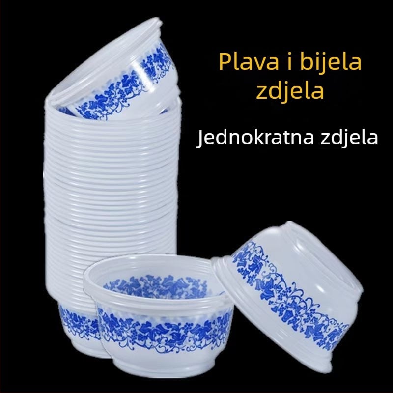 Jednokratna plastična zdjela, debela, okrugla, za kućnu večeru i vanjski roštilj