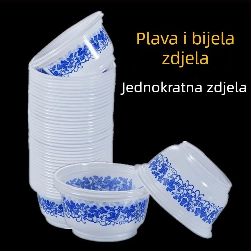 Jednokratna plastična zdjela, debela, okrugla, za kućnu večeru i vanjski roštilj