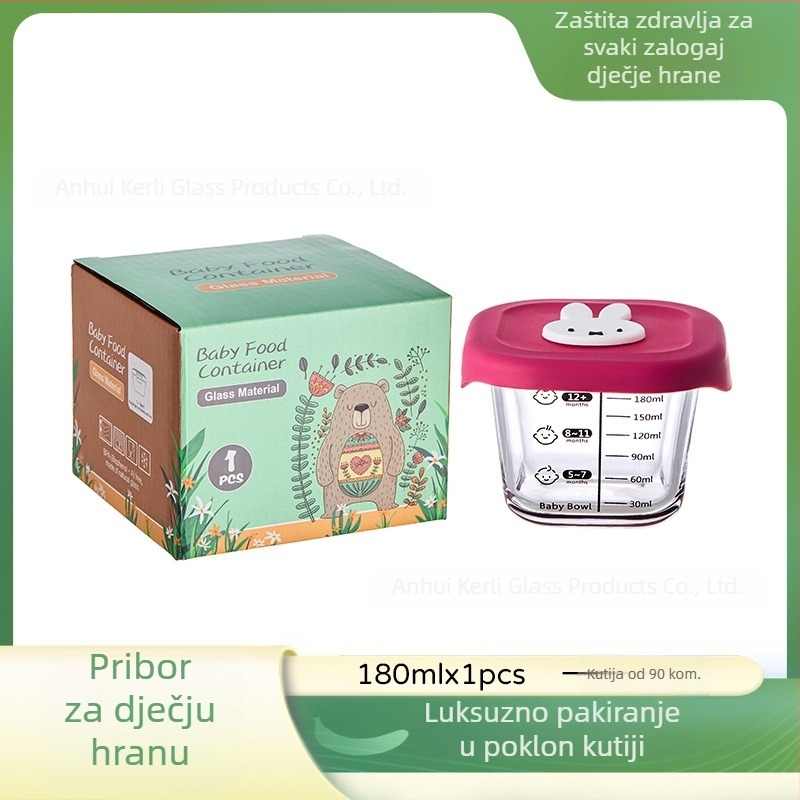 Staklena posuda za dječju hranu, pogodno za parenje i čuvanje jaja krem, sladak dizajn
