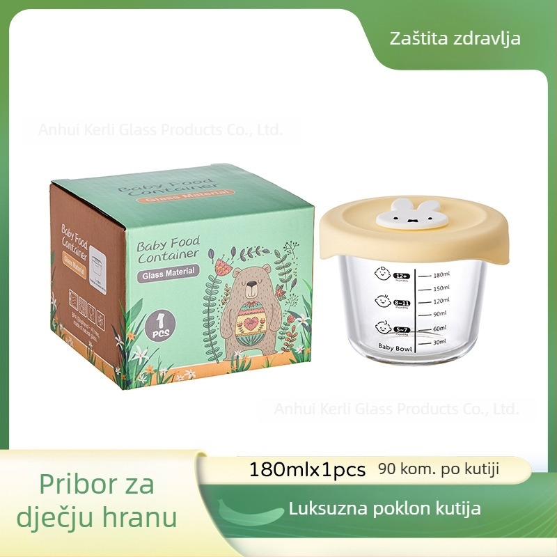Staklena posuda za dječju hranu, pogodno za parenje i čuvanje jaja krem, sladak dizajn