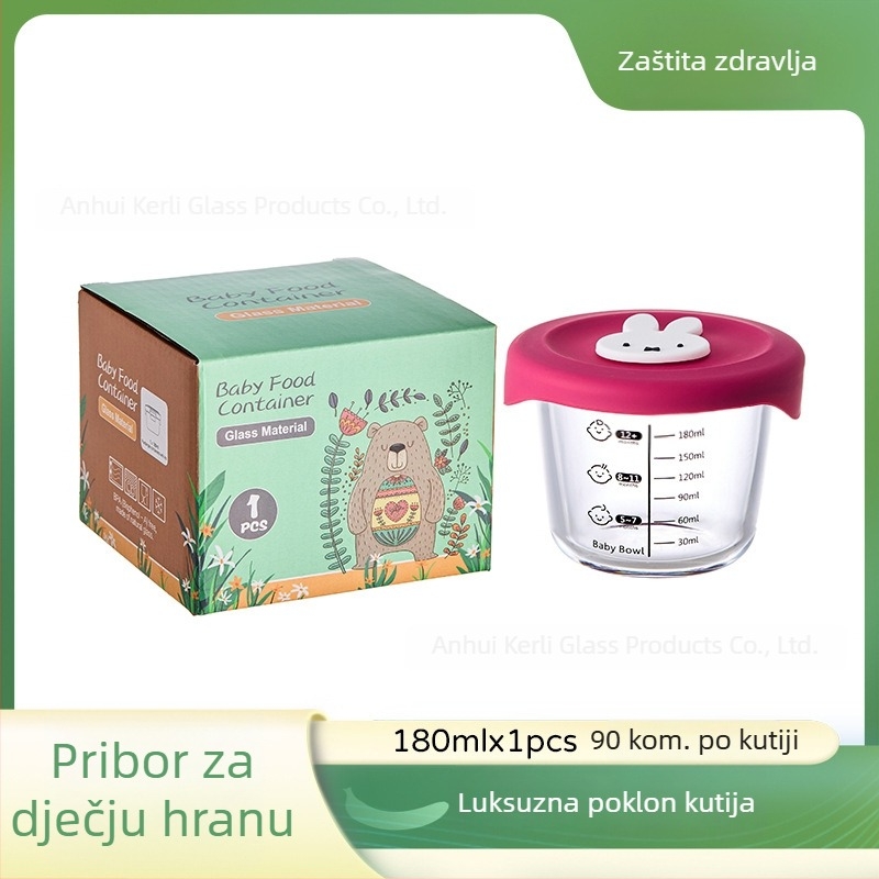 Staklena posuda za dječju hranu, pogodno za parenje i čuvanje jaja krem, sladak dizajn