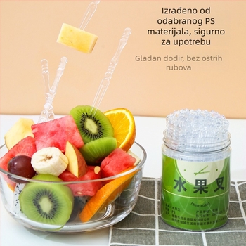 Jednokratna plastična vilica za voće – jestive kvalitete, moderan jednostavan dizajn, za voće i kolače