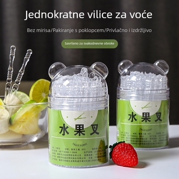 Jednokratna plastična vilica za voće – jestive kvalitete, moderan jednostavan dizajn, za voće i kolače