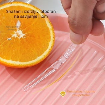 Jednokratna plastična vilica za voće – jestive kvalitete, moderan jednostavan dizajn, za voće i kolače