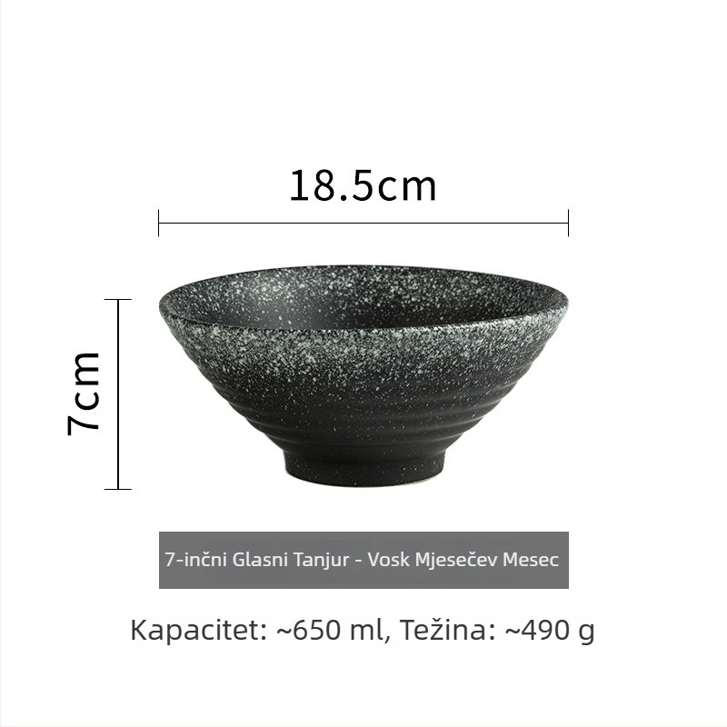 Keramička zdjela za ramen s trubastim oblikom, japanski stil, okrugli oblik, pogodna za mikrovalnu, sprej-glazura