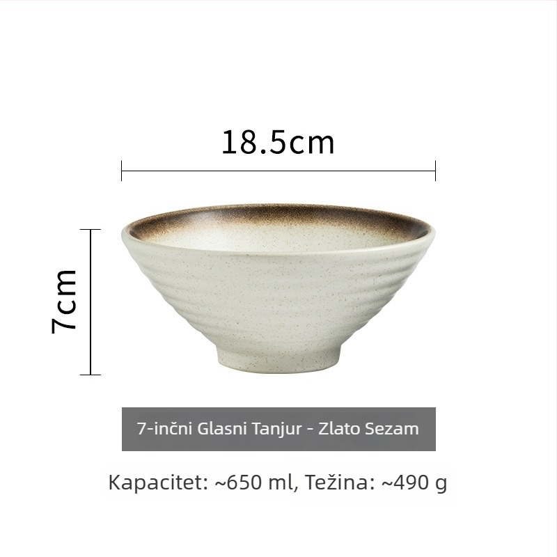 Keramička zdjela za ramen s trubastim oblikom, japanski stil, okrugli oblik, pogodna za mikrovalnu, sprej-glazura