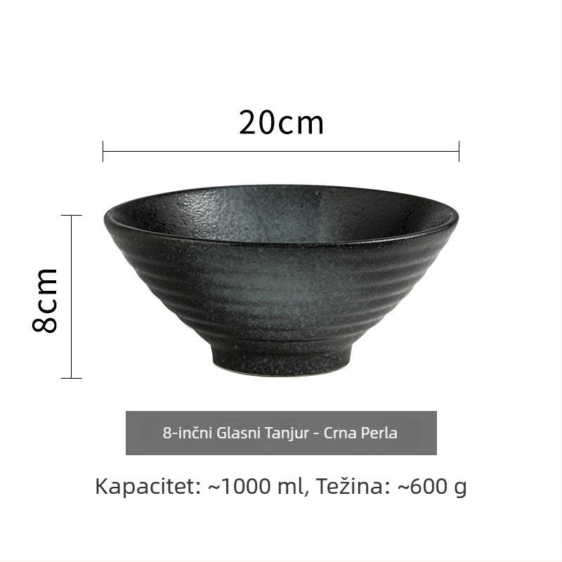 Keramička zdjela za ramen s trubastim oblikom, japanski stil, okrugli oblik, pogodna za mikrovalnu, sprej-glazura