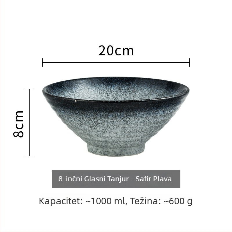 Keramička zdjela za ramen s trubastim oblikom, japanski stil, okrugli oblik, pogodna za mikrovalnu, sprej-glazura