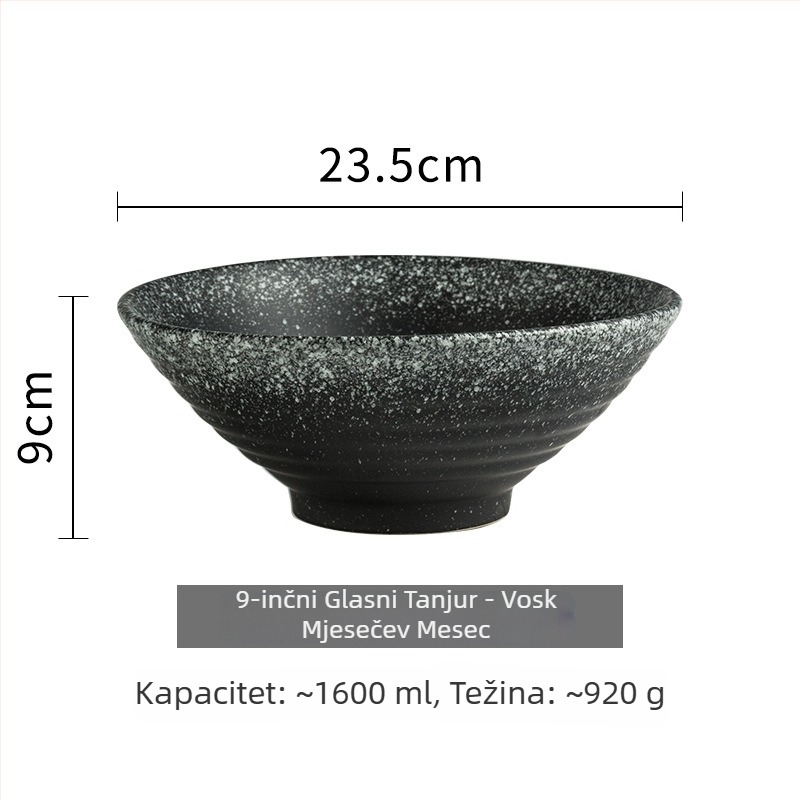 Keramička zdjela za ramen s trubastim oblikom, japanski stil, okrugli oblik, pogodna za mikrovalnu, sprej-glazura