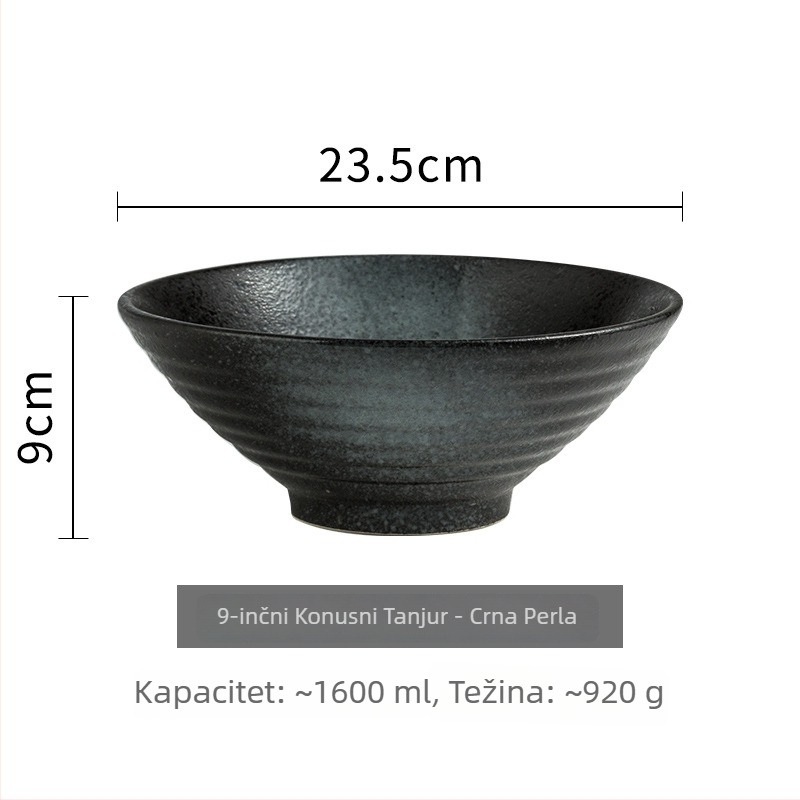 Keramička zdjela za ramen s trubastim oblikom, japanski stil, okrugli oblik, pogodna za mikrovalnu, sprej-glazura