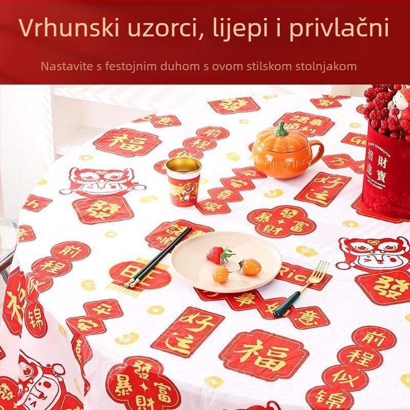 Jednokratni banketni stolnjak - polietilenski plast, otporan na masnoće i mrlje.