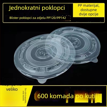Jednokratni plastični okrugli poklopci za zdjele, za posude veličine 120/142, prozirni