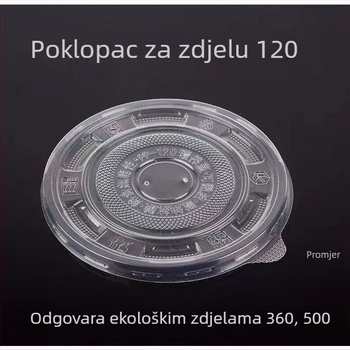 Jednokratni plastični okrugli poklopci za zdjele, za posude veličine 120/142, prozirni