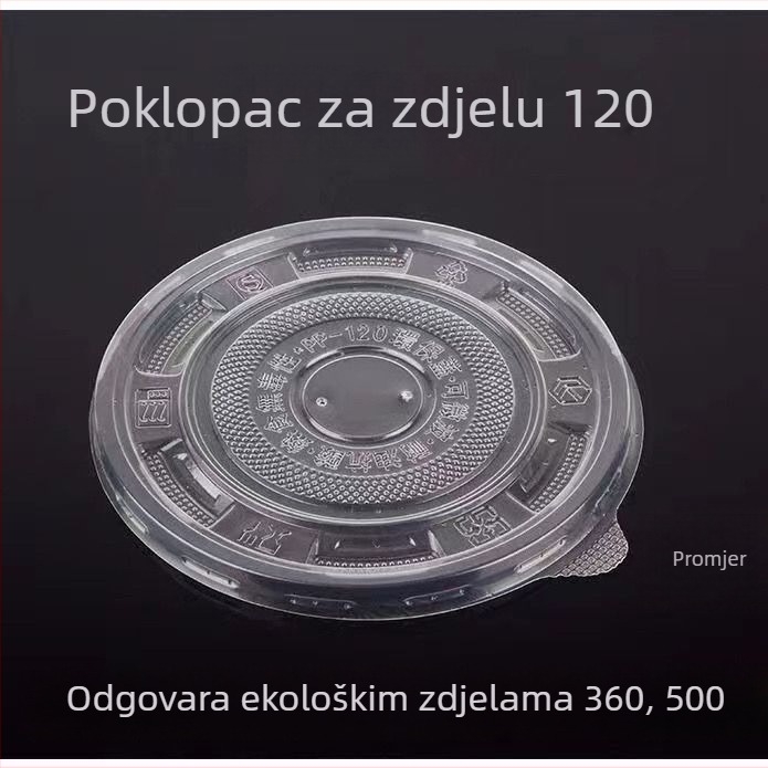 Jednokratni plastični okrugli poklopci za zdjele, za posude veličine 120/142, prozirni
