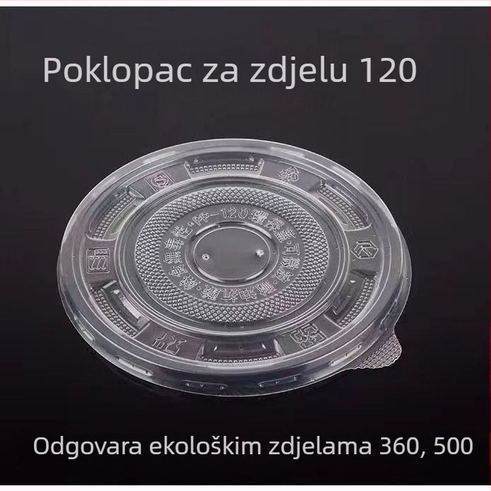 Jednokratni plastični okrugli poklopci za zdjele, za posude veličine 120/142, prozirni
