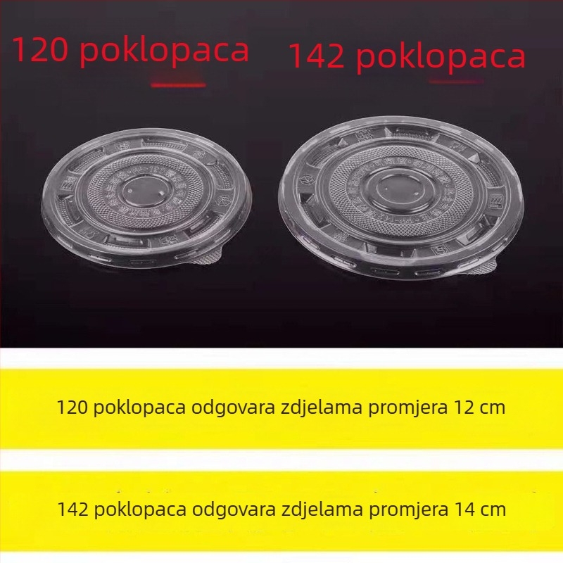 Jednokratni plastični okrugli poklopci za zdjele, za posude veličine 120/142, prozirni