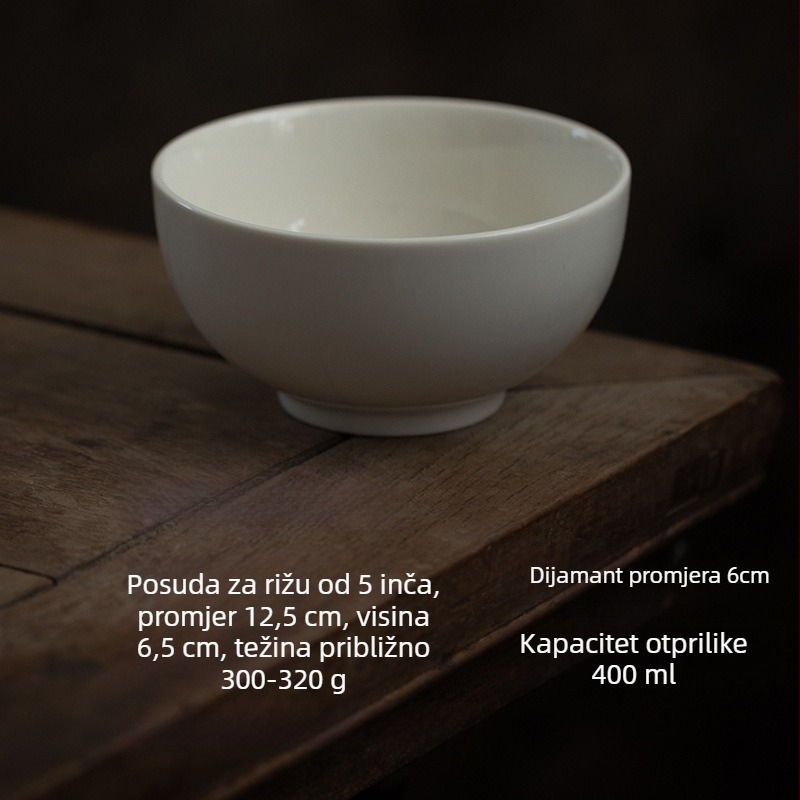 Porcelanska zdjela za rižu i juhu, okruglog oblika, sigurna za mikrovalnu pećnicu, jednofarban dizajn, modern minimalistički stil