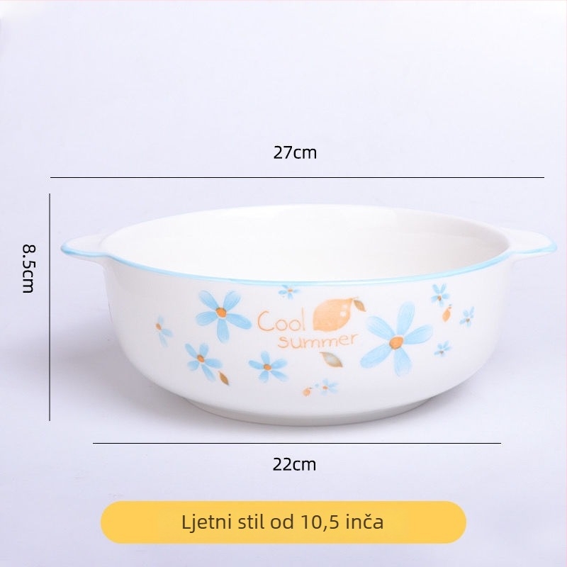 Porcelanska zdjela za parena jaja, japanskog stila, dvostruka drška, dubok i debeli dizajn, nije prikladno za mikrovalnu