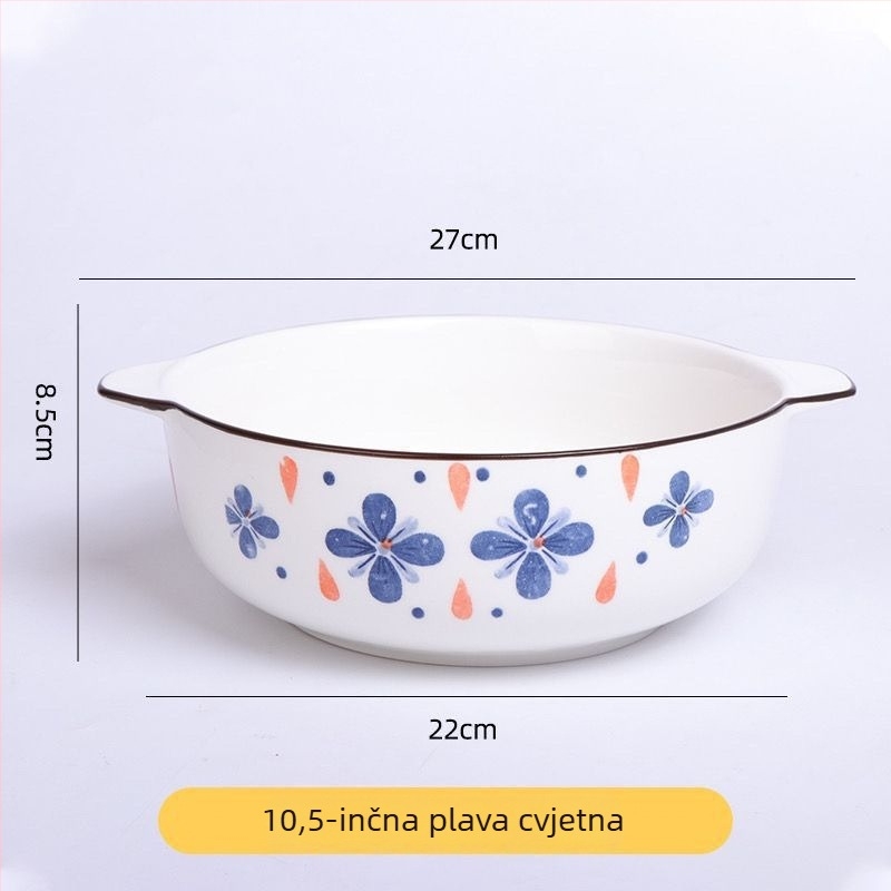 Porcelanska zdjela za parena jaja, japanskog stila, dvostruka drška, dubok i debeli dizajn, nije prikladno za mikrovalnu