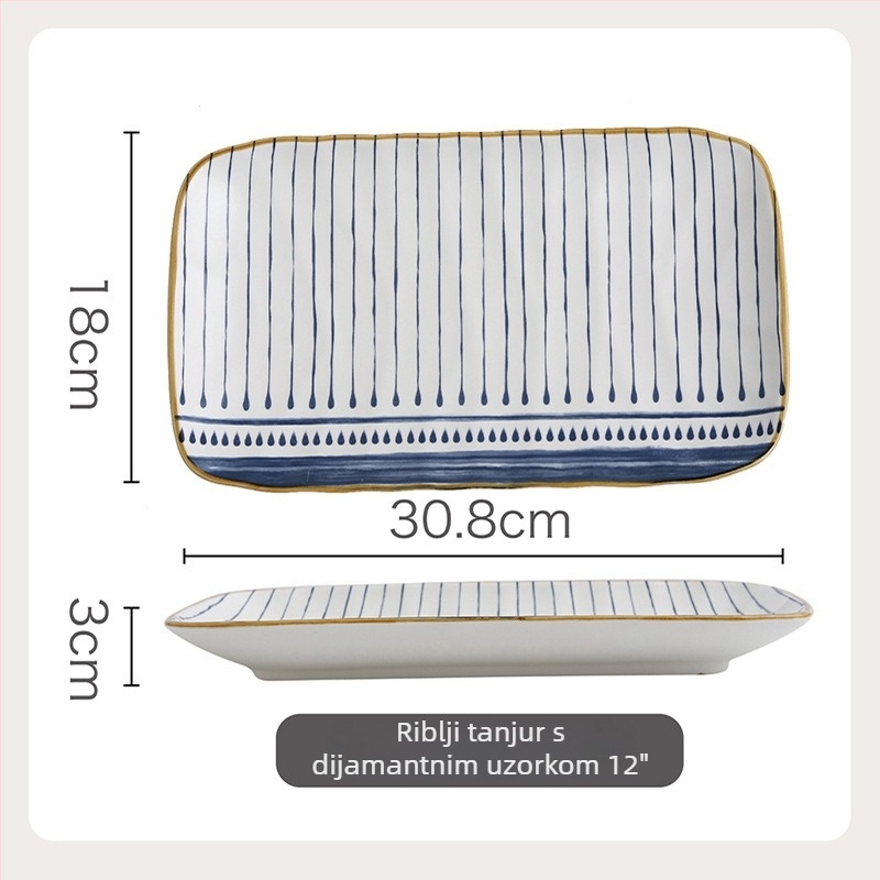 Keramički set posuđa s zdjelicama i tanjurima, pod-glasurna završnica, japanski stil, lagani luksuz retro, mikrovalna otporna