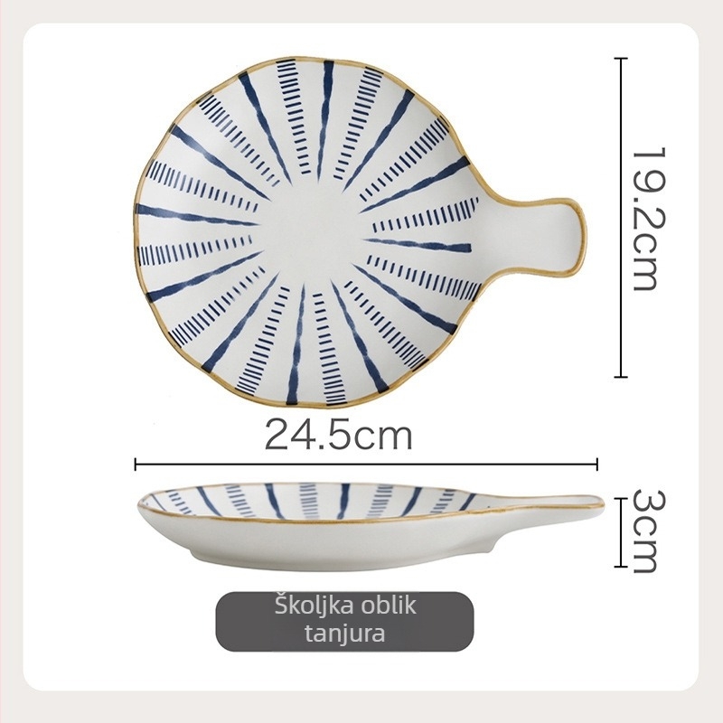 Keramički set posuđa s zdjelicama i tanjurima, pod-glasurna završnica, japanski stil, lagani luksuz retro, mikrovalna otporna