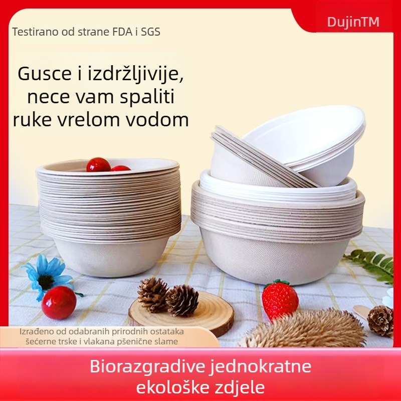 Jednokratne papirnate zdjele za juhu, prehrambene kvalitete, biološki razgradive od vlakana šećerne trske