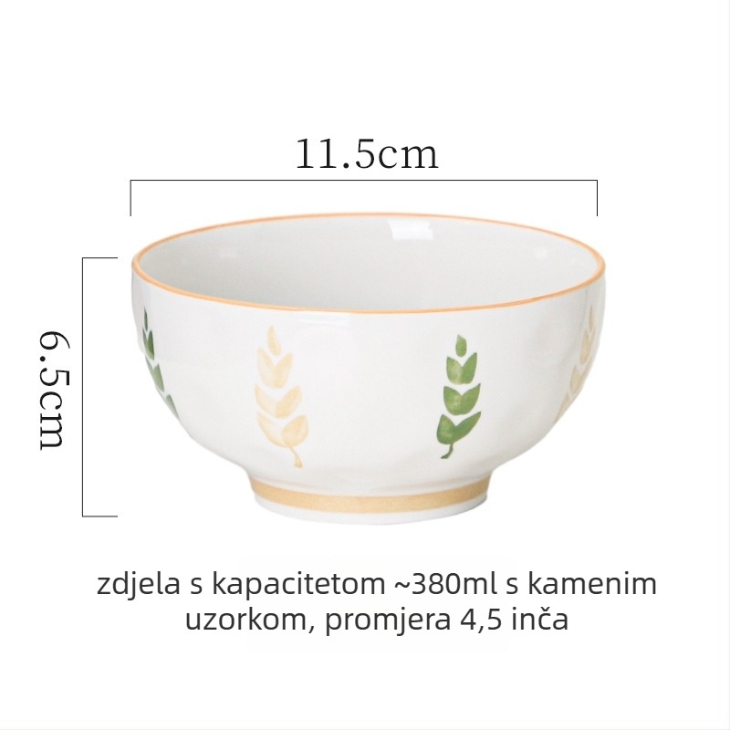 Keramički set posuđa (tanjuri i zdjele) – kineski stil, jednostavan dizajn, motiv sreće, univerzalni tanjuri
