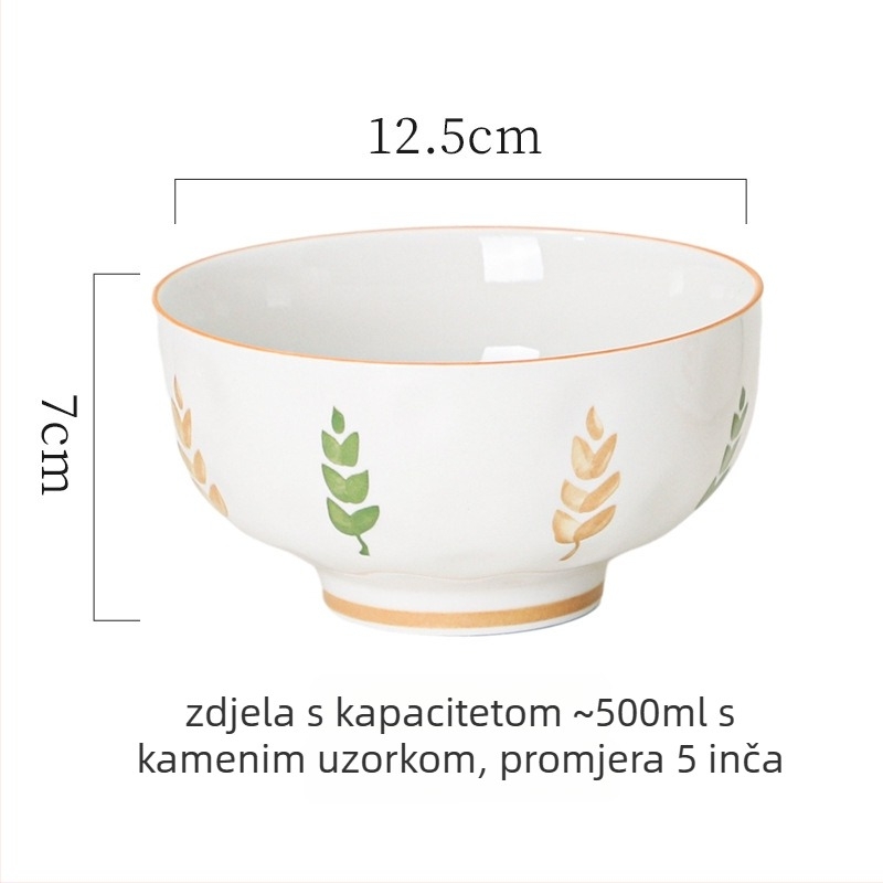 Keramički set posuđa (tanjuri i zdjele) – kineski stil, jednostavan dizajn, motiv sreće, univerzalni tanjuri