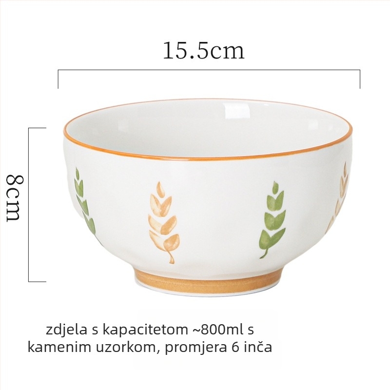 Keramički set posuđa (tanjuri i zdjele) – kineski stil, jednostavan dizajn, motiv sreće, univerzalni tanjuri