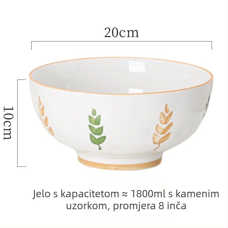Keramički set posuđa (tanjuri i zdjele) – kineski stil, jednostavan dizajn, motiv sreće, univerzalni tanjuri