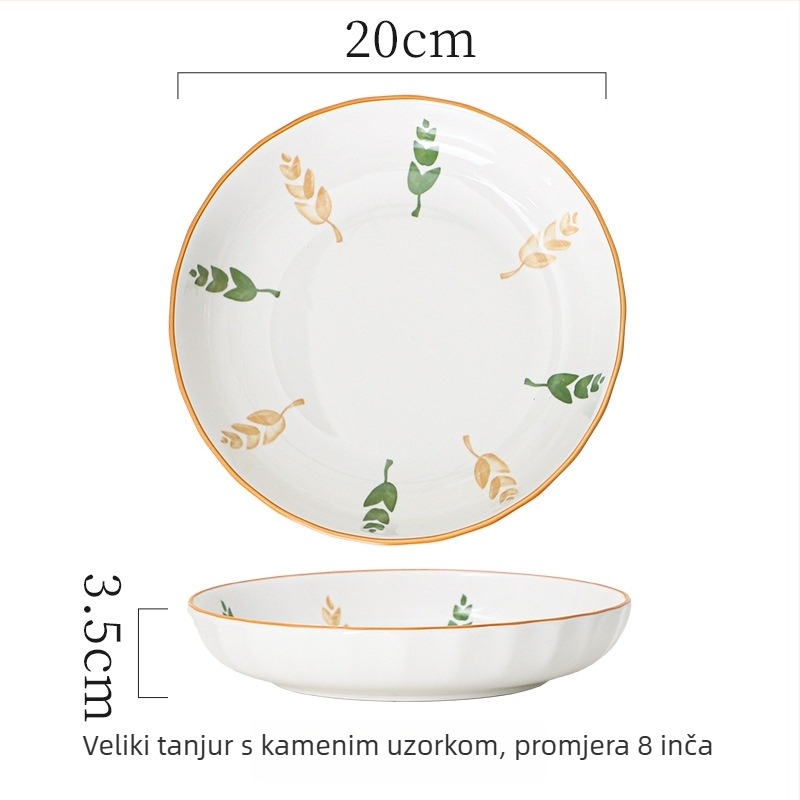Keramički set posuđa (tanjuri i zdjele) – kineski stil, jednostavan dizajn, motiv sreće, univerzalni tanjuri