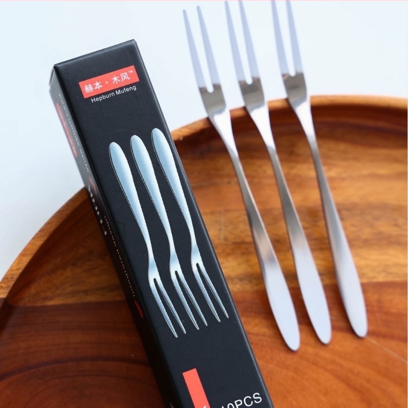 Set vilica za voće i desert, europski stil, mali luksuz, 10 komada (Materijal: nehrđajući čelik; Stil: moderni minimalistički; Brand: Hepburn wood style; Kategorija: vilice za voće; Kvaliteta: premium proizvod)