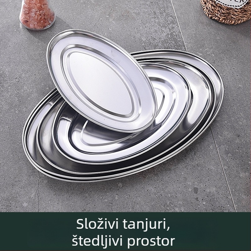 Nerđajući čelik magnetska ovalna posuda za jaja, plitka posuda za dim sum i užine