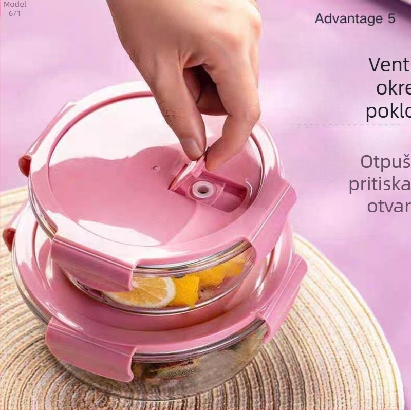 Langjie Kružni stakleni poklop za kutiju za ručak, mikrovalna sigurnost, 800–1000 ml, visoko borosilikatno staklo, prilagodljivo s logotipom