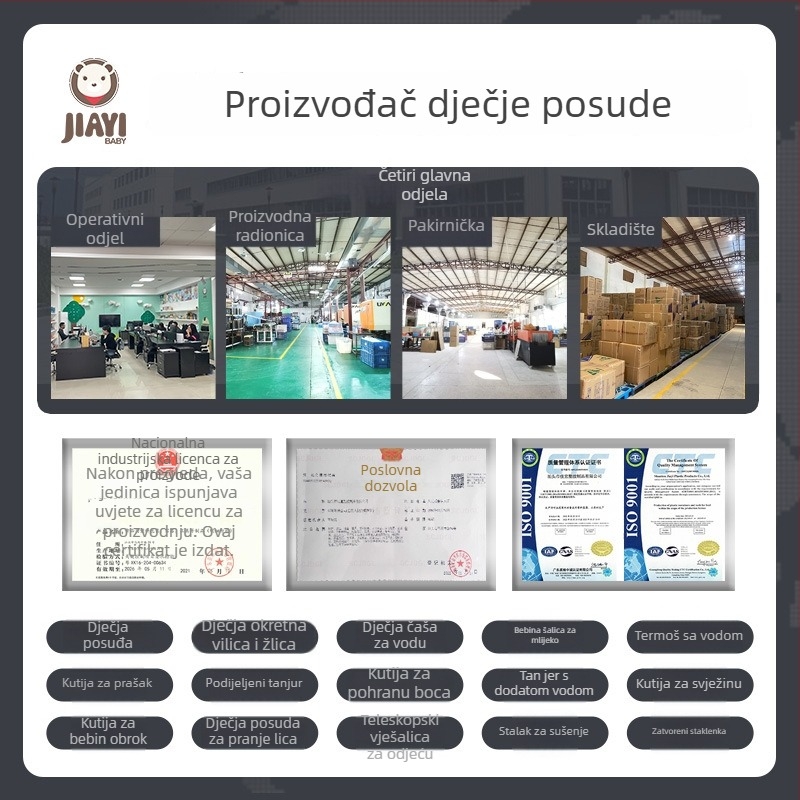 Jiayibaby Crtani dječji posuda za hranjenje – PP materijal, za djecu od 6 mjeseci, 48 komada u kutiji