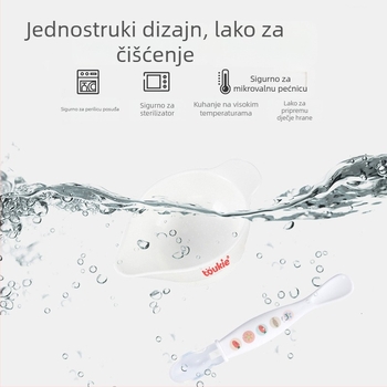 Set posuđa za djecu - okrugla zdjela i žlice od polipropilena, 2-djelni set, Toukie, za djecu od 3 mjeseca