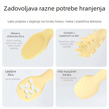 Žličica za hranjenje beba, silikon, dizajn dinosaura, za bebe starije od 6 mjeseci, komplet 1 kom, težina 20 g