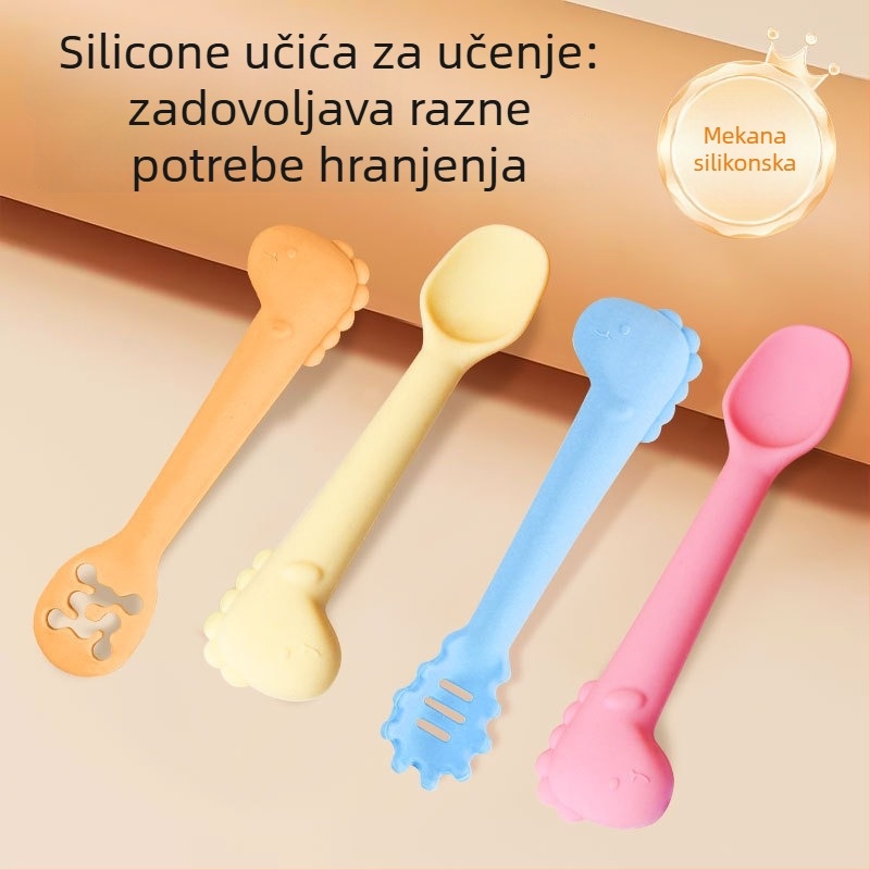 Žličica za hranjenje beba, silikon, dizajn dinosaura, za bebe starije od 6 mjeseci, komplet 1 kom, težina 20 g