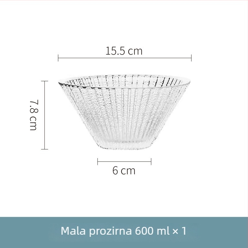 Zdjela za salatu od stakla otporna na toplinu u japanskom stilu, s tiskom logotipa i mogućnošću prilagodbe, mikrovalna pećnica nije dostupna