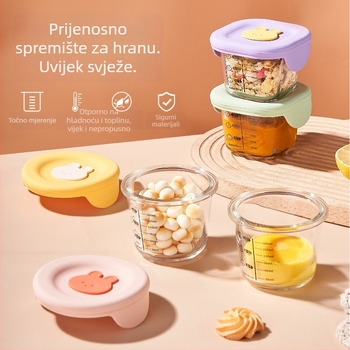 Dječja zdjela – staklo visokog borosilikata, četvero-dijelni set, AOHUA, svjež i sladak stil, za bebe starije od 3 mjeseca
