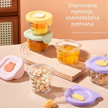 Dječja zdjela – staklo visokog borosilikata, četvero-dijelni set, AOHUA, svjež i sladak stil, za bebe starije od 3 mjeseca