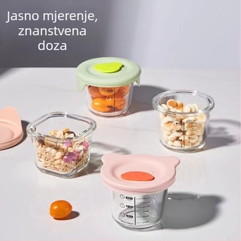 Dječja zdjela – staklo visokog borosilikata, četvero-dijelni set, AOHUA, svjež i sladak stil, za bebe starije od 3 mjeseca
