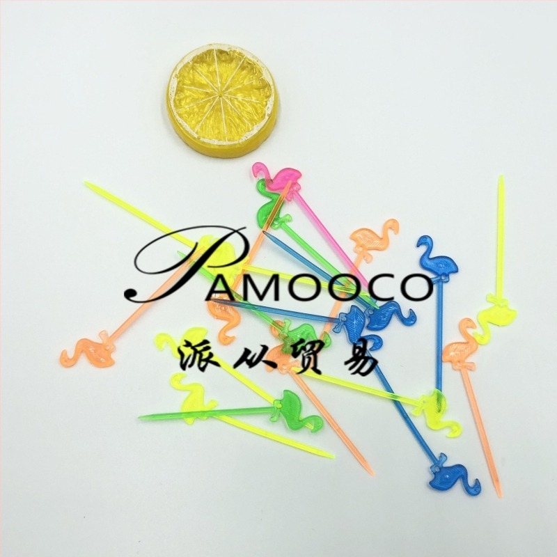 Vilice za voće s dizajnom flaminga – jednokratne plastične, 50 komada u setu, dekoracija za koktele od voća i deserte