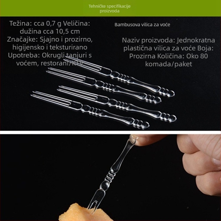 Jednokratna plastična vilica za voće, Jubo brenda, s logom, prilagodljiva proizvodnja
