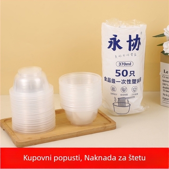 Jednokratna prozirna plastična zdjela, kapaciteta 360 ml, okruglog oblika, debljine 6,5 mm, prilagodljiva