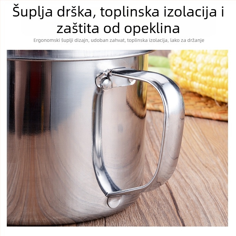 Dvostruko slojevita kutija za ručak od nehrđajućeg čelika sa pretincima i poklopcem, kapacitet 4.1–5 L, nije mikrovalna, za odrasle