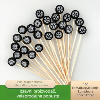 Jednokratni štapići od bambusa za voće – kreativni stil, crtić uzorak, dekoracija koktela za odrasle
