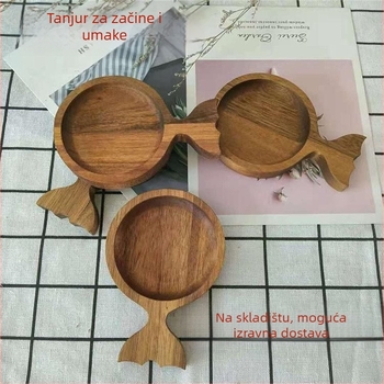Drveni tanjur za začine i užinu — nepravilnog oblika • tiskani logotip (Materijal: drvo; Stil: Light Luxury Retro; Prilagodba: Da)